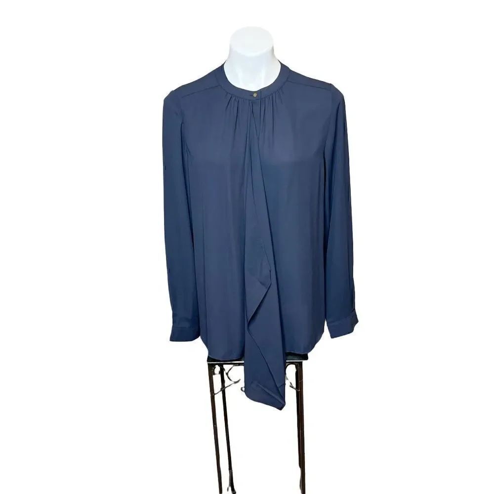 Who What Where long sleeve button up draping blouse size M
